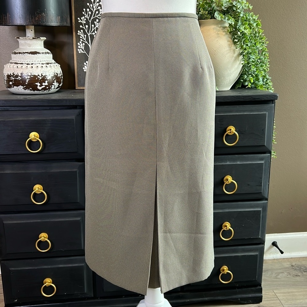 TRAVIS AYERS Vintage Brown Houndstooth Tweed Skirt Size 10